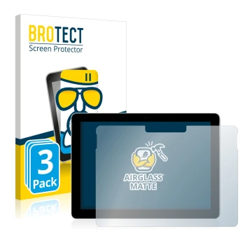 Parte frontal de un envase de producto con el logotipo de la marca BROTECT. Al lado se muestra el dispositivo Microsoft Surfac