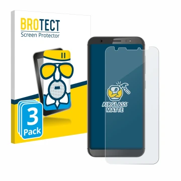 Parte frontal de un envase de producto con el logotipo de la marca BROTECT. Al lado se muestra el dispositivo Gigaset GS185 co