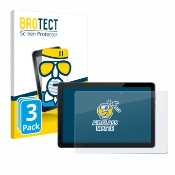 Parte frontal de un envase de producto con el logotipo de la marca BROTECT. Al lado se muestra el dispositivo Huawei MediaPad 