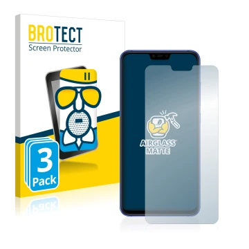 Parte frontal de un envase de producto con el logotipo de la marca BROTECT. Al lado se muestra el dispositivo Xiaomi Mi 8 Lite