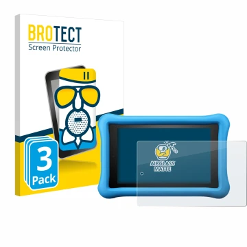 Parte frontal de un envase de producto con el logotipo de la marca BROTECT. Al lado se muestra el dispositivo Amazon Fire HD 8