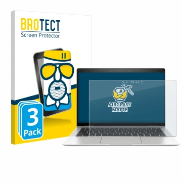 Parte frontal de un envase de producto con el logotipo de la marca BROTECT. Al lado se muestra el dispositivo HP EliteBook x36