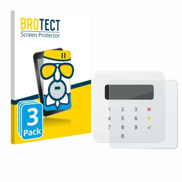 Parte frontal de un envase de producto con el logotipo de la marca BROTECT. Al lado se muestra el dispositivo SumUp Air con su