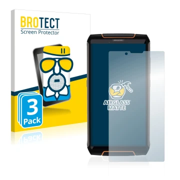 Parte frontal de un envase de producto con el logotipo de la marca BROTECT. Al lado se muestra el dispositivo Cubot King Kong 