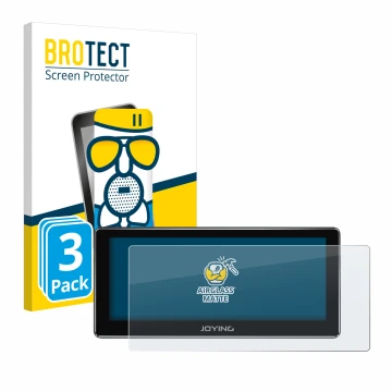 Parte frontal de un envase de producto con el logotipo de la marca BROTECT. Al lado se muestra el dispositivo Joying 4G Car Ra