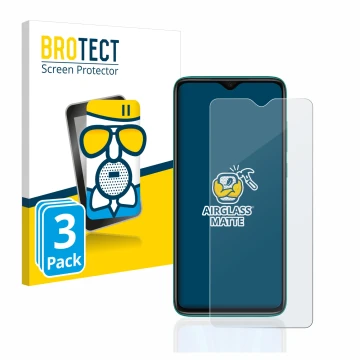 Parte frontal de un envase de producto con el logotipo de la marca BROTECT. Al lado se muestra el dispositivo Xiaomi Redmi Not