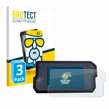 Parte frontal de un envase de producto con el logotipo de la marca BROTECT. Al lado se muestra el dispositivo KTM 125 / 390 Du