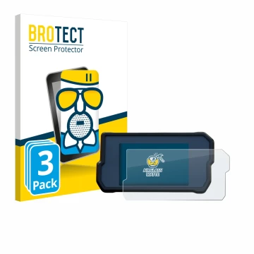 Parte frontal de un envase de producto con el logotipo de la marca BROTECT. Al lado se muestra el dispositivo KTM 790 Adventur