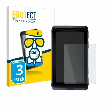 Parte frontal de un envase de producto con el logotipo de la marca BROTECT. Al lado se muestra el dispositivo Atomos Shogun 7 