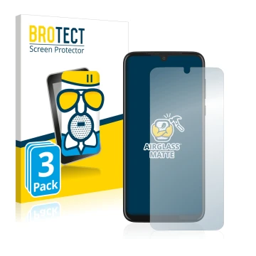 Parte frontal de un envase de producto con el logotipo de la marca BROTECT. Al lado se muestra el dispositivo Motorola Moto G8
