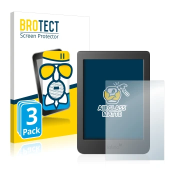 Parte frontal de un envase de producto con el logotipo de la marca BROTECT. Al lado se muestra el dispositivo Tolino Page 2 co