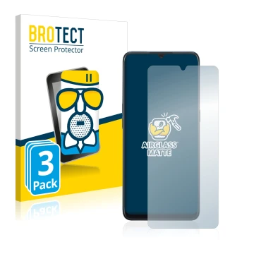 Parte frontal de un envase de producto con el logotipo de la marca BROTECT. Al lado se muestra el dispositivo Oppo A91 con su 