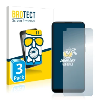 Parte frontal de un envase de producto con el logotipo de la marca BROTECT. Al lado se muestra el dispositivo Samsung Galaxy A