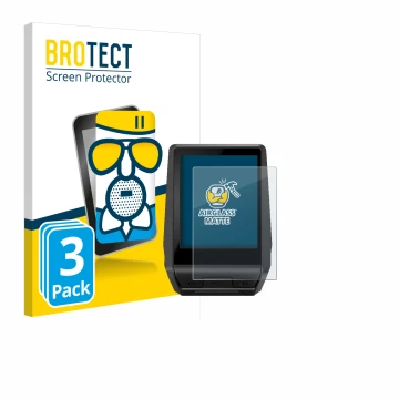 Parte frontal de un envase de producto con el logotipo de la marca BROTECT. Al lado se muestra el dispositivo Bosch Nyon 2020 