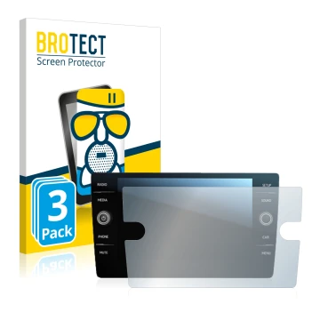 Parte frontal de un envase de producto con el logotipo de la marca BROTECT. Al lado se muestra el dispositivo Volkswagen Tigua