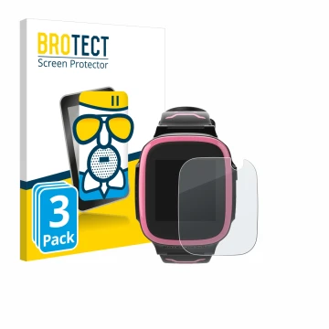 Parte frontal de un envase de producto con el logotipo de la marca BROTECT. Al lado se muestra el dispositivo Xplora X5 Play c