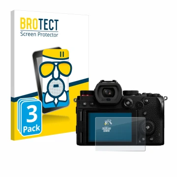 Parte frontal de un envase de producto con el logotipo de la marca BROTECT. Al lado se muestra el dispositivo Panasonic Lumix 