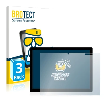 Parte frontal de un envase de producto con el logotipo de la marca BROTECT. Al lado se muestra el dispositivo Chuwi UBook X co