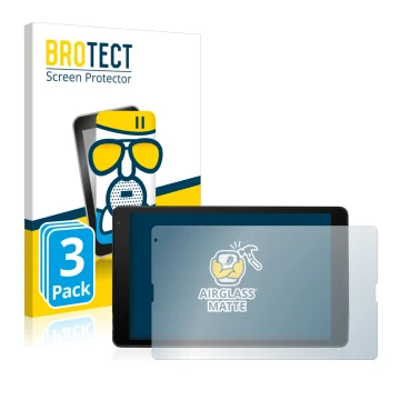 Parte frontal de un envase de producto con el logotipo de la marca BROTECT. Al lado se muestra el dispositivo MEDION Lifetab E