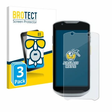 Parte frontal de un envase de producto con el logotipo de la marca BROTECT. Al lado se muestra el dispositivo Zebra TC57x con 