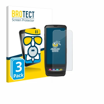 Parte frontal de un envase de producto con el logotipo de la marca BROTECT. Al lado se muestra el dispositivo Casio IT-G650 co