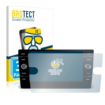 Parte frontal de un envase de producto con el logotipo de la marca BROTECT. Al lado se muestra el dispositivo Volkswagen T-Roc