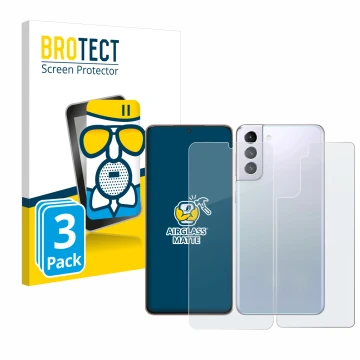 Parte frontal de un envase de producto con el logotipo de la marca BROTECT. Al lado se muestra el dispositivo Samsung Galaxy S