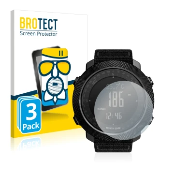 Parte frontal de un envase de producto con el logotipo de la marca BROTECT. Al lado se muestra el dispositivo North Edge Apach