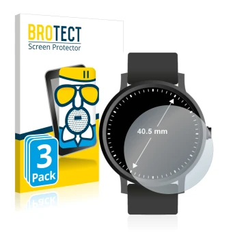 Parte frontal de un envase de producto con el logotipo de la marca BROTECT. Al lado se muestra el dispositivo Relojes (Circula