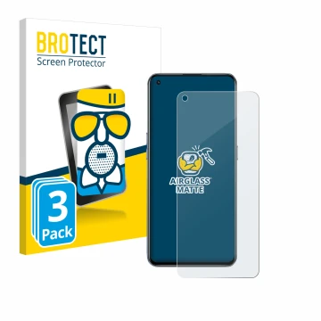 Parte frontal de un envase de producto con el logotipo de la marca BROTECT. Al lado se muestra el dispositivo realme GT 5G con