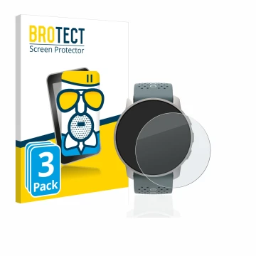 Parte frontal de un envase de producto con el logotipo de la marca BROTECT. Al lado se muestra el dispositivo Suunto 9 Peak co
