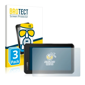 Parte frontal de un envase de producto con el logotipo de la marca BROTECT. Al lado se muestra el dispositivo Garmin Tread 5.5