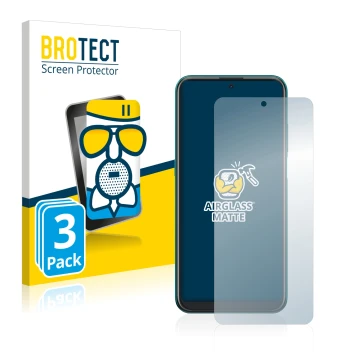 Parte frontal de un envase de producto con el logotipo de la marca BROTECT. Al lado se muestra el dispositivo Nokia X20 con su
