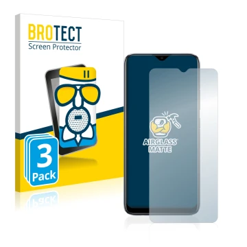 Parte frontal de un envase de producto con el logotipo de la marca BROTECT. Al lado se muestra el dispositivo realme C11 2021 