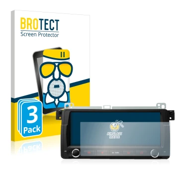 Parte frontal de un envase de producto con el logotipo de la marca BROTECT. Al lado se muestra el dispositivo Xtrons PQ8046BL 