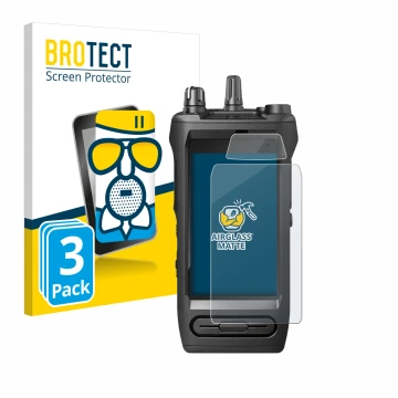 Parte frontal de un envase de producto con el logotipo de la marca BROTECT. Al lado se muestra el dispositivo Motorola Mototrb