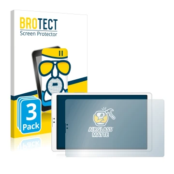 Parte frontal de un envase de producto con el logotipo de la marca BROTECT. Al lado se muestra el dispositivo Samsung Galaxy T