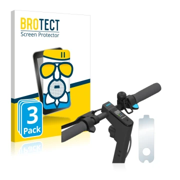 Parte frontal de un envase de producto con el logotipo de la marca BROTECT. Al lado se muestra el dispositivo Segway Ninebot K