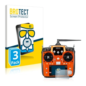 Parte frontal de un envase de producto con el logotipo de la marca BROTECT. Al lado se muestra el dispositivo RadioLink AT10II