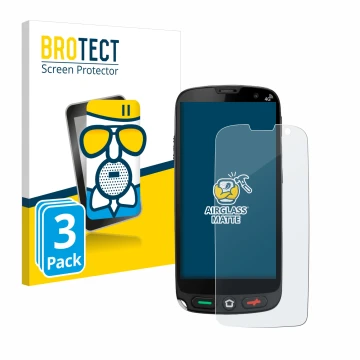 Parte frontal de un envase de producto con el logotipo de la marca BROTECT. Al lado se muestra el dispositivo Brondi Amico XS 