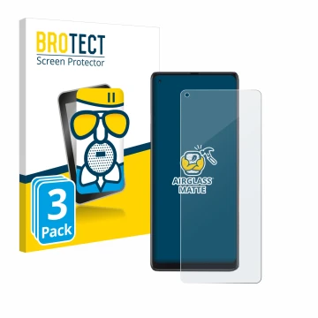 Parte frontal de un envase de producto con el logotipo de la marca BROTECT. Al lado se muestra el dispositivo Cubot Max 3 con 