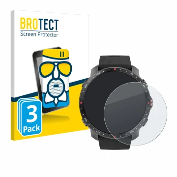 Parte frontal de un envase de producto con el logotipo de la marca BROTECT. Al lado se muestra el dispositivo Polar Grit X Pro