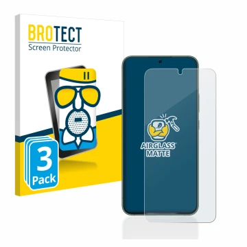 Parte frontal de un envase de producto con el logotipo de la marca BROTECT. Al lado se muestra el dispositivo Samsung Galaxy S
