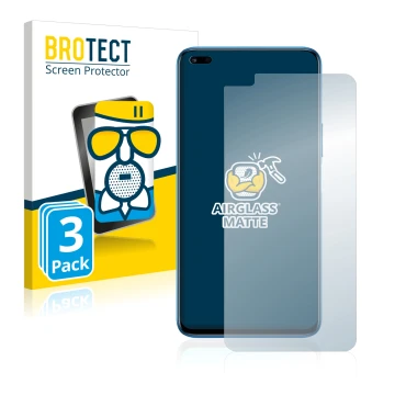 Parte frontal de un envase de producto con el logotipo de la marca BROTECT. Al lado se muestra el dispositivo Honor 50 Lite co