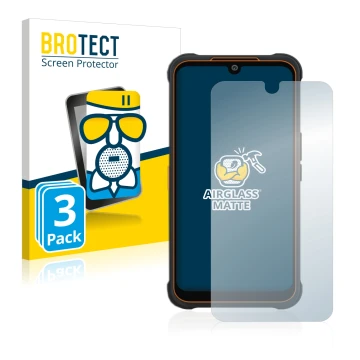 Parte frontal de un envase de producto con el logotipo de la marca BROTECT. Al lado se muestra el dispositivo AGM Glory Pro co