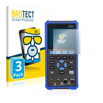 Parte frontal de un envase de producto con el logotipo de la marca BROTECT. Al lado se muestra el dispositivo Owon HDS 200 Ser