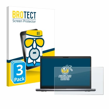Parte frontal de un envase de producto con el logotipo de la marca BROTECT. Al lado se muestra el dispositivo Dell Latitude 55