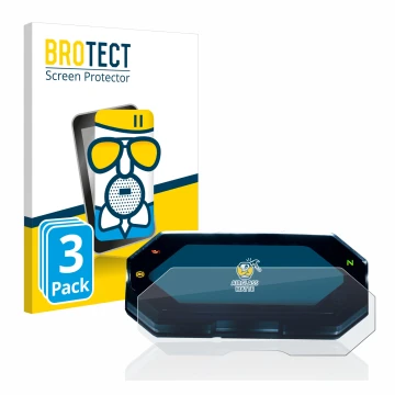 Parte frontal de un envase de producto con el logotipo de la marca BROTECT. Al lado se muestra el dispositivo Yamaha MT-07 202