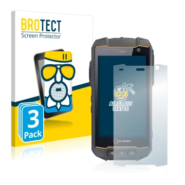 Parte frontal de un envase de producto con el logotipo de la marca BROTECT. Al lado se muestra el dispositivo i.safe MOBILE IS