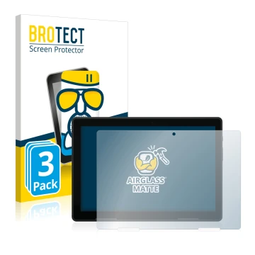 Parte frontal de un envase de producto con el logotipo de la marca BROTECT. Al lado se muestra el dispositivo MEDION Lifetab E